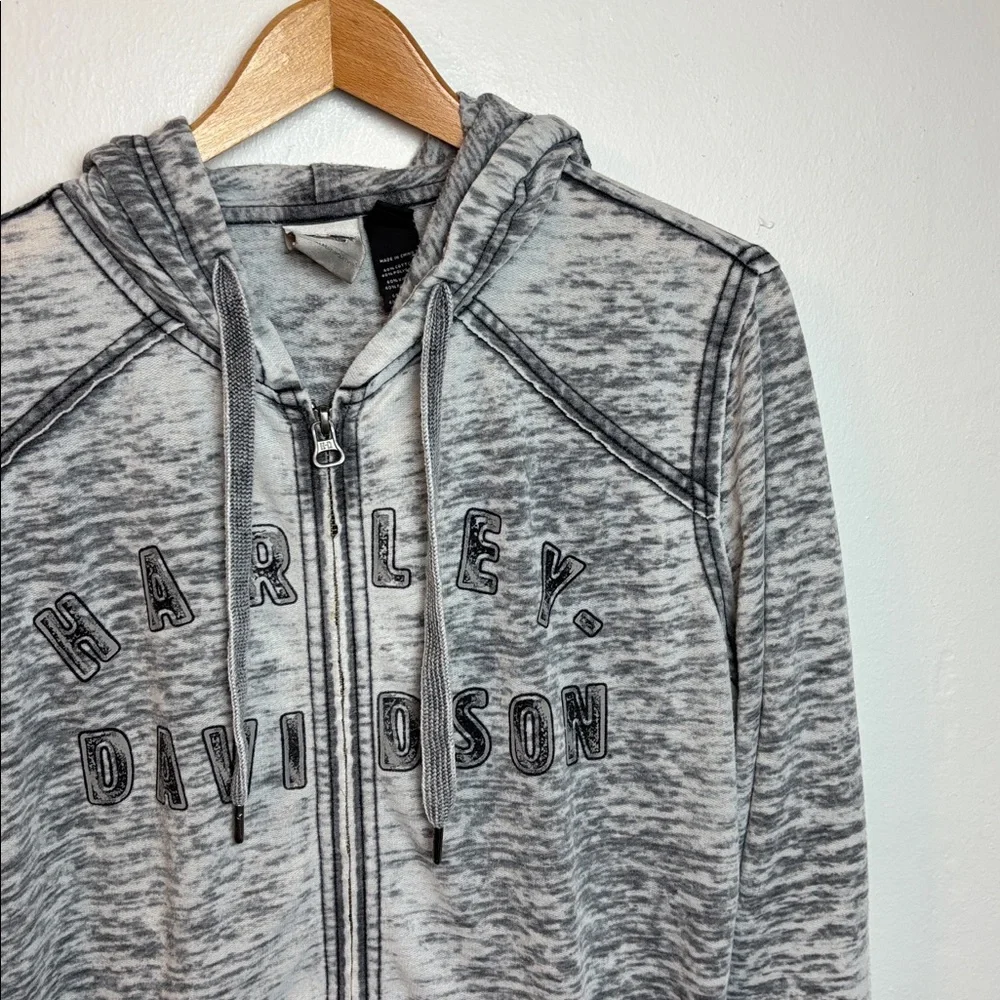 Harley-Davidson‎ Women’s Gray Full-Zip Burnout Hoodie XL Motorbike